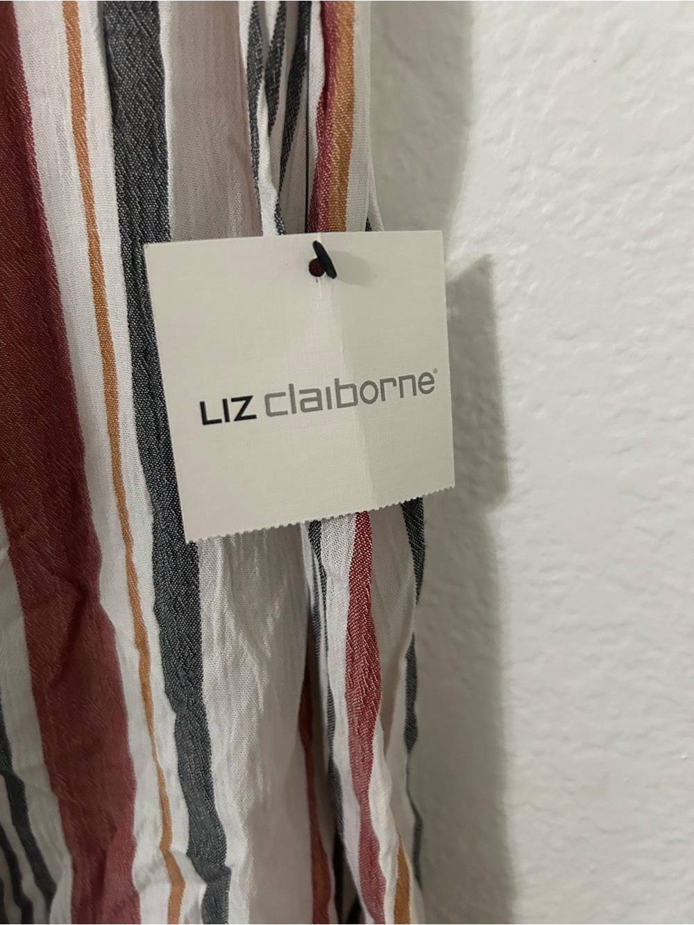 Liz Claiborne NWT Striped Sleeveless Blouse Small Safari Spice Boho V-Neck - Picture 7 of 9